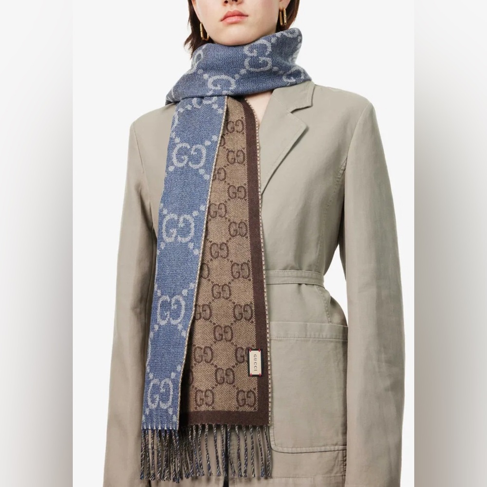 Gucci  GG Wool Scarf with Tassels